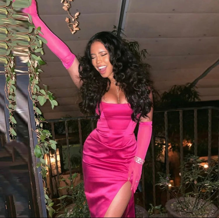 Spotlight Pink dress with gloves