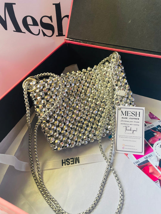 Mini silver beaded sling