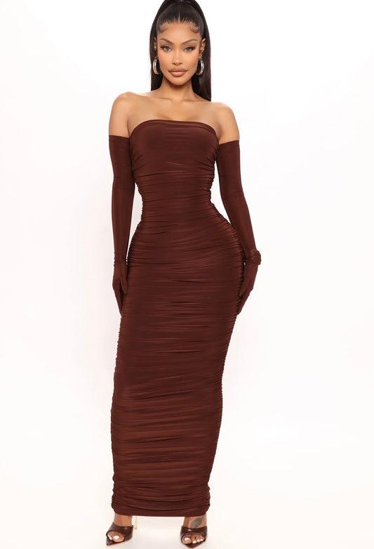 Eye candy brown glove dress